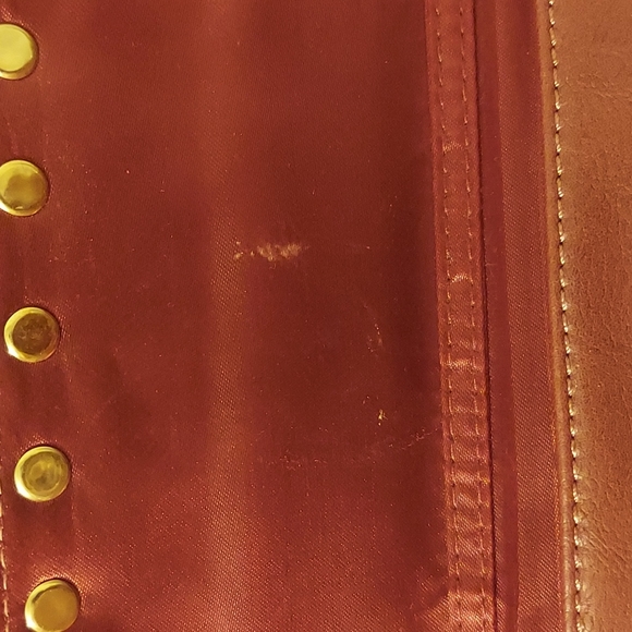 MMS Design Studio Burgundy Envelope Clutch with Gold Pyramid Studs - Picture 15 of 15